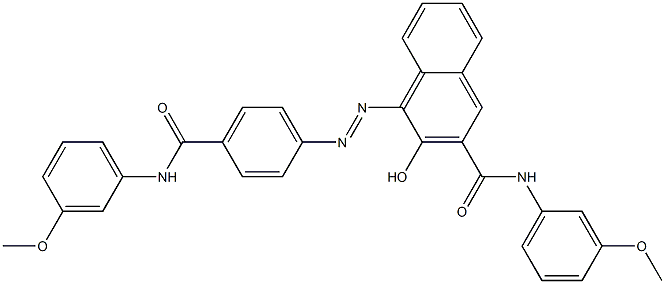 4-[[4-[[(3-Methoxyphenyl)amino]carbonyl]phenyl]azo]-3-hydroxy-N-(3-methoxyphenyl)-2-naphthalenecarboxamide,,结构式