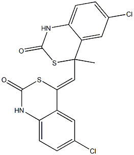 6-Chloro-4-[[(6-chloro-4-methyl-2-oxo-1,2-dihydro-4H-3,1-benzothiazin)-4-yl]methylene]-1,4-dihydro-2H-3,1-benzothiazin-2-one Structure