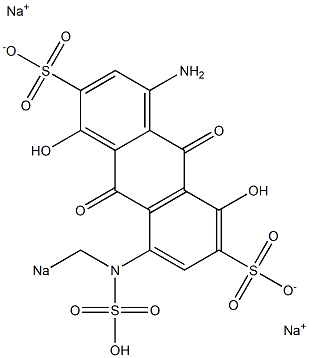 4-Amino-1,5-dihydroxy-9,10-dioxo-8-(sodiosulfomethylamino)-9,10-dihydroanthracene-2,6-disulfonic acid disodium salt 结构式
