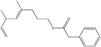 フェニル酢酸4,6-ジメチル-4,7-オクタジエニル 化学構造式