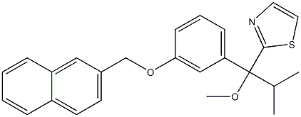 2-[1-Methoxy-1-[3-[(2-naphthalenyl)methoxy]phenyl]-2-methylpropyl]thiazole 结构式