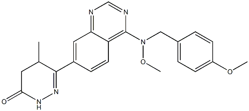 4,5-Dihydro-5-methyl-6-[4-(4-methoxymethoxybenzylamino)quinazolin-7-yl]pyridazin-3(2H)-one,,结构式