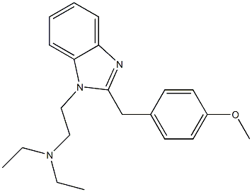 1-[2-(ジエチルアミノ)エチル]-2-(p-メトキシベンジル)-1H-ベンゾイミダゾール 化学構造式