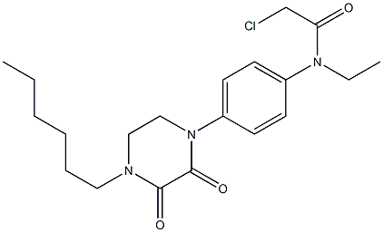 2-Chloro-4'-(2,3-dioxo-4-hexylpiperazino)-N-ethylacetanilide Structure