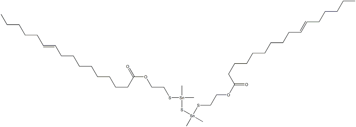 ビス[ジメチル[[2-(9-ペンタデセニルカルボニルオキシ)エチル]チオ]スタンニル]スルフィド 化学構造式