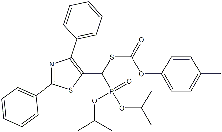 Thiocarbonic acid S-[(2,4-diphenylthiazol-5-yl)[bis(isopropyloxy)phosphinyl]methyl]O-(4-methylphenyl) ester Structure