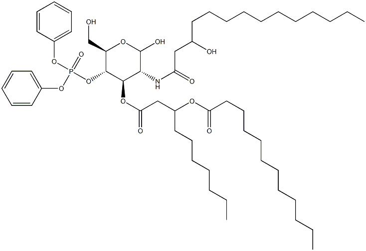 4-O-(Diphenoxyphosphinyl)-3-O-[3-(dodecanoyloxy)decanoyl]-2-[(3-hydroxymyristoyl)amino]-2-deoxy-D-glucopyranose Structure