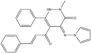 4-Pyrrolizino-5-[1-oxo-3-(phenyl)-2-propenyl]-2-methyl-6-phenylpyridazin-3(2H)-one,,结构式