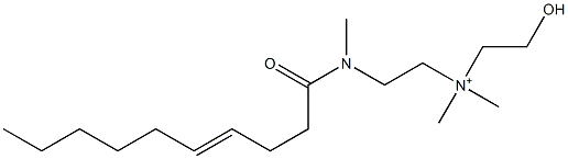2-[N-(4-デセノイル)-N-メチルアミノ]-N-(2-ヒドロキシエチル)-N,N-ジメチルエタンアミニウム 化学構造式