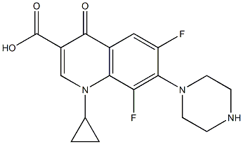 1,4-ジヒドロ-1-シクロプロピル-4-オキソ-6,8-ジフルオロ-7-(ピペラジン-1-イル)キノリン-3-カルボン酸 化学構造式