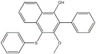 3-メトキシ-2-フェニル-4-(フェニルチオ)-1-ナフトール 化学構造式