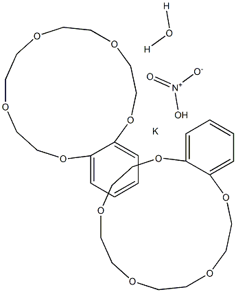 Bis(benzo-15-crown-5)potassium nitrate monohydrate Struktur