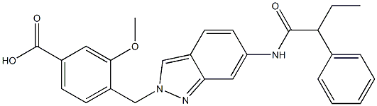 4-[6-(2-Phenylbutyryl)amino-2H-indazol-2-ylmethyl]-3-methoxybenzoic acid Structure