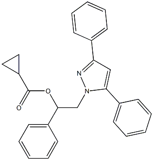 Cyclopropanecarboxylic acid [1-phenyl-2-(3,5-diphenyl-1H-pyrazol-1-yl)ethyl] ester Struktur