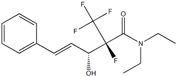 (2R,3R,4E)-N,N-Diethyl-2-fluoro-2-trifluoromethyl-3-hydroxy-5-phenyl-4-pentenamide Structure