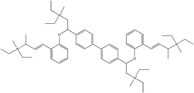 2,2'-[[1,1'-Biphenyl]-4,4'-diylbis(2,1-ethenediyl-2,1-phenyleneoxy)]bis[N,N-diethyl-N-methylethanaminium] Struktur