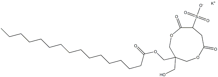 1-(Palmitoyloxymethyl)-1-(hydroxymethyl)-4,7-dioxo-3,8-dioxacyclononane-6-sulfonic acid potassium salt Struktur