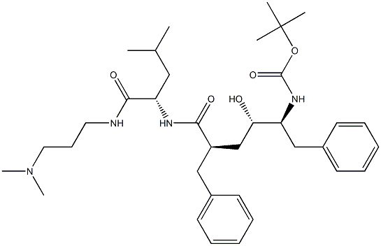 (2S)-2-[[(2R,4S,5S)-5-(tert-Butoxycarbonylamino)-2-benzyl-4-hydroxy-6-phenylhexanoyl]amino]-N-(3-dimethylaminopropyl)-4-methylpentanamide 结构式