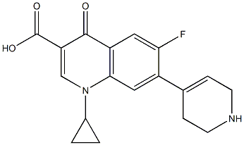 1,4-ジヒドロ-1-シクロプロピル-4-オキソ-6-フルオロ-7-[(1,2,3,6-テトラヒドロピリジン)-4-イル]キノリン-3-カルボン酸 化学構造式