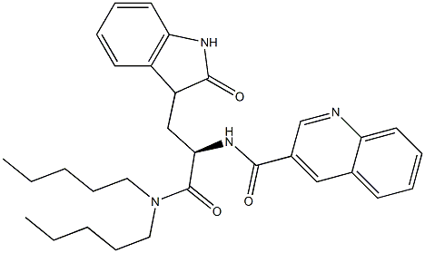 (R)-3-[(2,3-Dihydro-2-oxo-1H-indol)-3-yl]-2-(3-quinolinylcarbonylamino)-N,N-dipentylpropanamide Structure