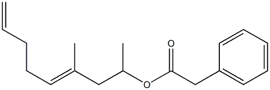 フェニル酢酸1,3-ジメチル-3,7-オクタジエニル 化学構造式