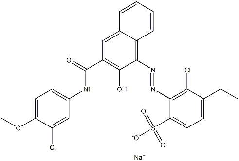 3-Chloro-4-ethyl-2-[[3-[[(3-chloro-4-methoxyphenyl)amino]carbonyl]-2-hydroxy-1-naphtyl]azo]benzenesulfonic acid sodium salt Structure