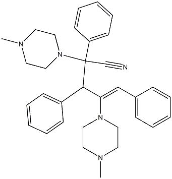 2,3,5-トリフェニル-2,4-ビス(4-メチル-1-ピペラジニル)-4-ペンテノニトリル 化学構造式