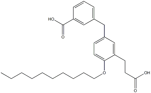 5-(3-Hydroxycarbonylbenzyl)-2-decyloxybenzenepropanoic acid Structure