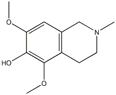 1,2,3,4-テトラヒドロ-2-メチル-5,7-ジメトキシイソキノリン-6-オール 化学構造式