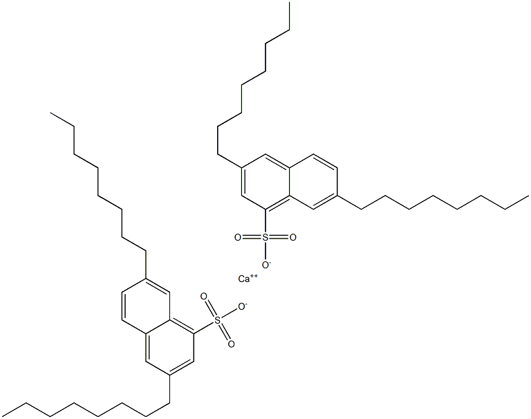 ビス(3,7-ジオクチル-1-ナフタレンスルホン酸)カルシウム 化学構造式