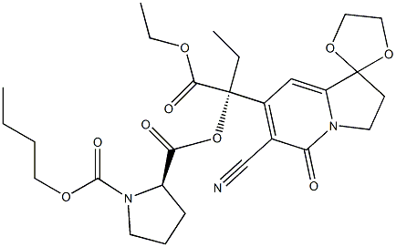 6-Cyano-7-[(R)-1-ethoxycarbonyl-1-[[(2R)-1-butoxycarbonyl-2-pyrrolidinyl]carbonyloxy]propyl]-2,3-dihydrospiro[indolizine-1,2'-[1,3]dioxolan]-5-one