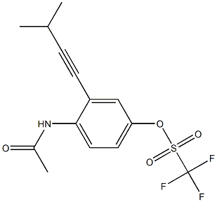 トリフルオロメタンスルホン酸4-アセチルアミノ-3-(3-メチル-1-ブチニル)フェニル 化学構造式