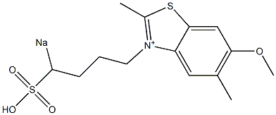 6-メトキシ-2,5-ジメチル-3-(4-ソジオスルホブチル)ベンゾチアゾリウム 化学構造式