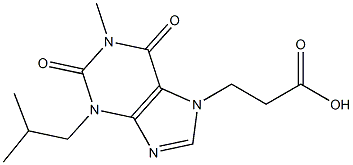 2,3,6,7-テトラヒドロ-3-イソブチル-1-メチル-2,6-ジオキソ-1H-プリン-7-プロピオン酸 化学構造式