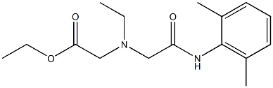 2-[N-エチル-N-(エトキシカルボニルメチル)アミノ]-N-(2,6-ジメチルフェニル)アセトアミド 化学構造式