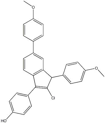 2-Chloro-3-(4-hydroxyphenyl)-1,6-bis(4-methoxyphenyl)-1H-indene,,结构式