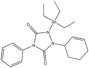 4-Phenyl-1-(triethylstannyl)-2-(2-cyclohexen-1-yl)-1,2,4-triazolidine-3,5-dione Structure