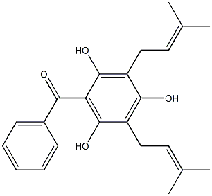 2,4,6-Trihydroxy-3,5-bis(3-methyl-2-butenyl)benzophenone Structure