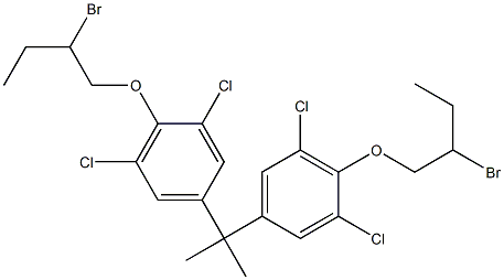 1,1'-[イソプロピリデンビス(2,6-ジクロロ-4,1-フェニレンオキシ)]ビス(2-ブロモブタン) 化学構造式