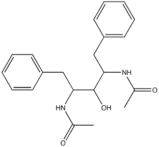 N,N'-[(1S,3S)-1,3-ジベンジル-2-ヒドロキシプロパン-1,3-ジイル]ビス(アセトアミド) 化学構造式