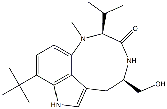 (2S,5R)-9-tert-Butyl-2-isopropyl-1,2,4,5,6,8-hexahydro-5-hydroxymethyl-1-methyl-3H-pyrrolo[4,3,2-gh]-1,4-benzodiazonin-3-one Structure