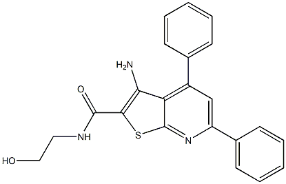 3-Amino-N-(2-hydroxyethyl)-4,6-diphenylthieno[2,3-b]pyridine-2-carboxamide,,结构式