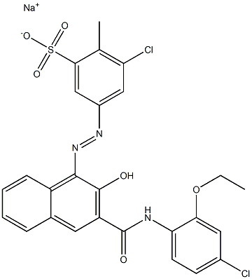 3-Chloro-2-methyl-5-[[3-[[(4-chloro-2-ethoxyphenyl)amino]carbonyl]-2-hydroxy-1-naphtyl]azo]benzenesulfonic acid sodium salt Structure