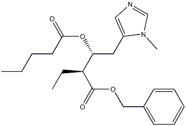 (2S,3R)-2-Ethyl-4-[(1-methyl-1H-imidazol)-5-yl]-3-pentanoyloxybutanoic acid benzyl ester Struktur