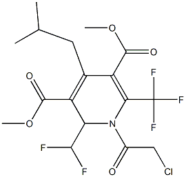1,2-ジヒドロ-4-(2-メチルプロピル)-2-(ジフルオロメチル)-6-(トリフルオロメチル)-1-(クロロアセチル)-3,5-ピリジンジカルボン酸ジメチル 化学構造式