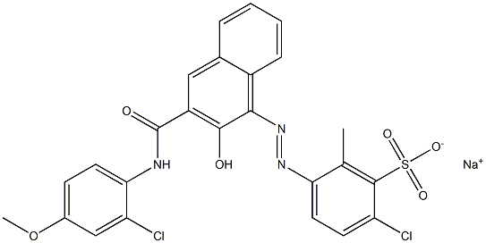 2-Chloro-6-methyl-5-[[3-[[(2-chloro-4-methoxyphenyl)amino]carbonyl]-2-hydroxy-1-naphtyl]azo]benzenesulfonic acid sodium salt Structure