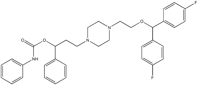 Phenylcarbamic acid 3-[4-[2-[bis(4-fluorophenyl)methoxy]ethyl]-1-piperazinyl]-1-phenylpropyl ester Structure