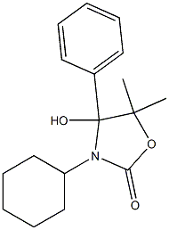 3-Cyclohexyl-5,5-dimethyl-4-hydroxy-4-phenyloxazolidin-2-one,,结构式