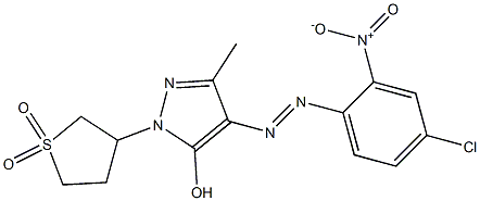 3-[4-(4-Chloro-2-nitrophenylazo)-5-hydroxy-3-methyl-1H-pyrazol-1-yl]tetrahydrothiophene 1,1-dioxide Structure