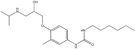 1-Hexyl-3-[3-methyl-4-[2-hydroxy-3-[isopropylamino]propoxy]phenyl]urea Struktur